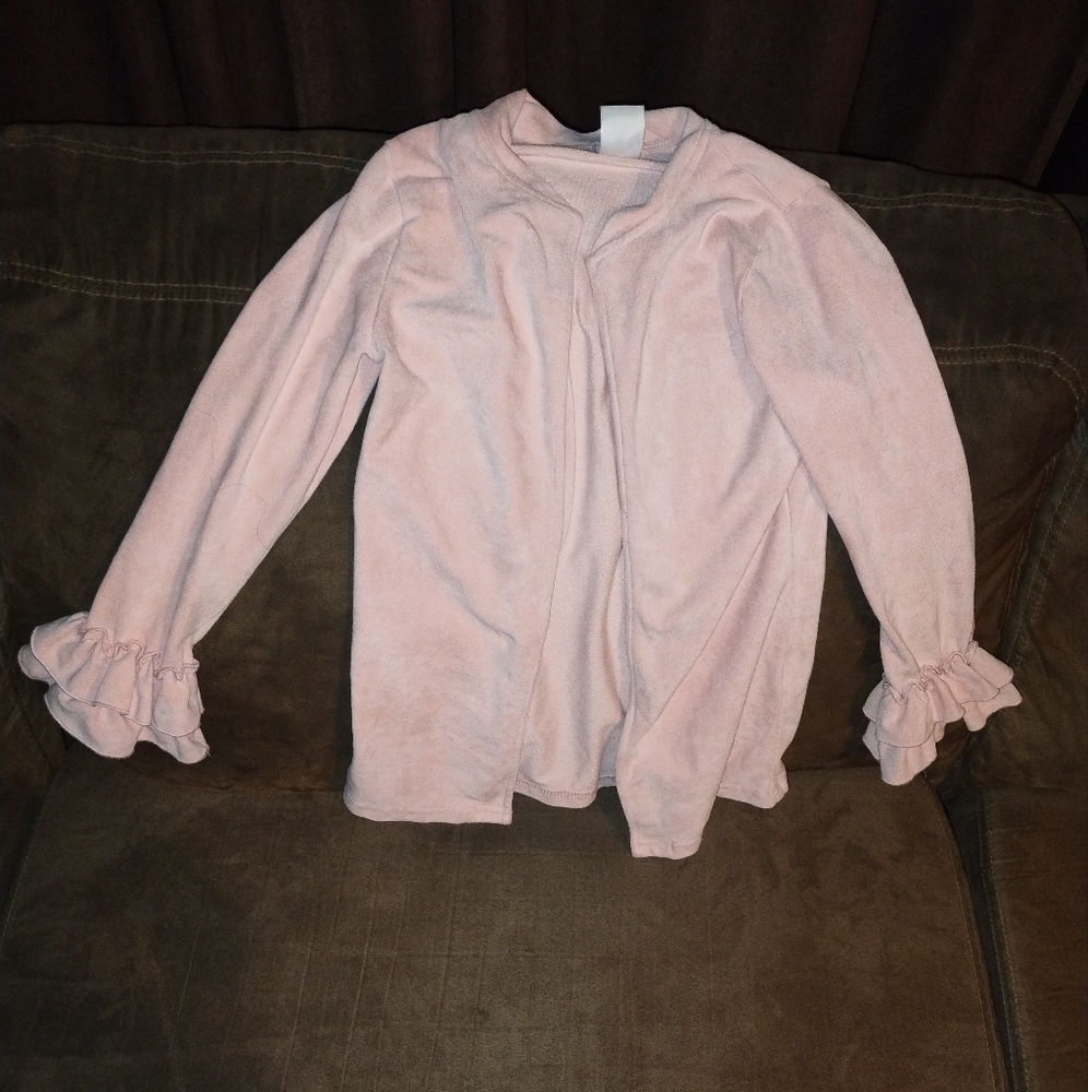 Elegant Pink Ruffle Sleeve Blazer